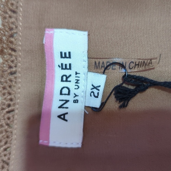 Andree by Unit Babydoll Long Sleeve Blouse Top 2x NWT - Picture 6 of 9